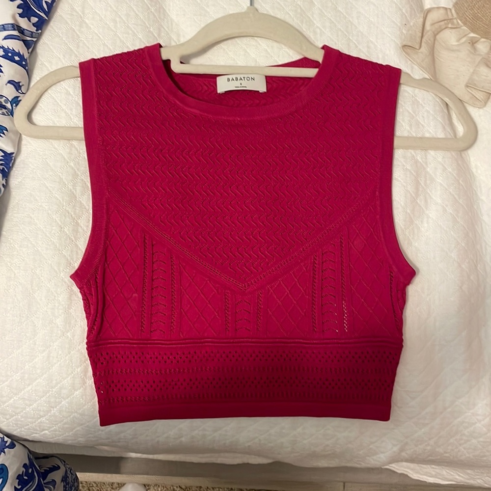 Aritzia Babaton Pointelle Tank in Hot Pink